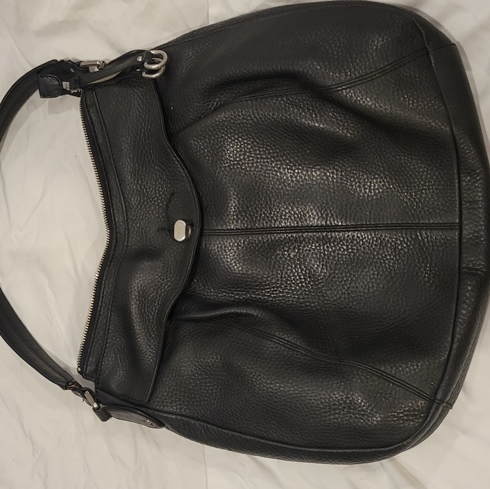 Cole Haan Black Pebbled leather Hobo Shoulder Tote